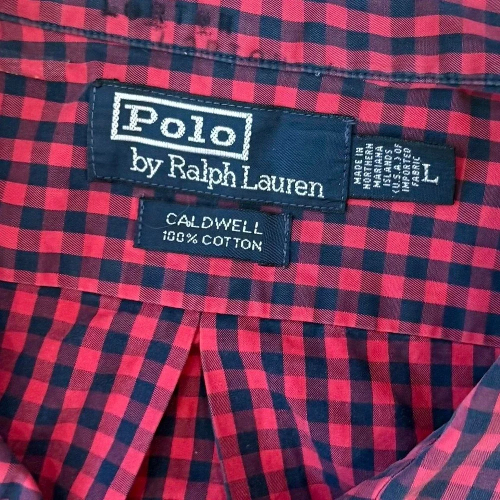Vintage Polo Ralph Lauren Red Plaid Boxy Fit Shirt Men's Large Preppy 90s Y2K